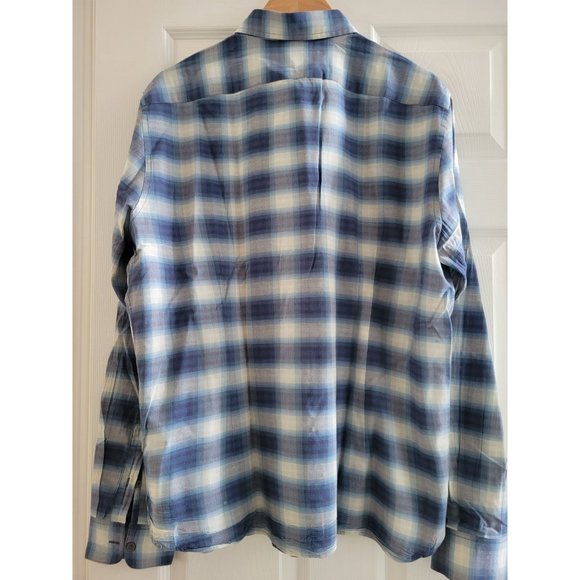 John Varvatos blue Plaid Button Down shirt Casual size XL designer long sleeve - Picture 7 of 10